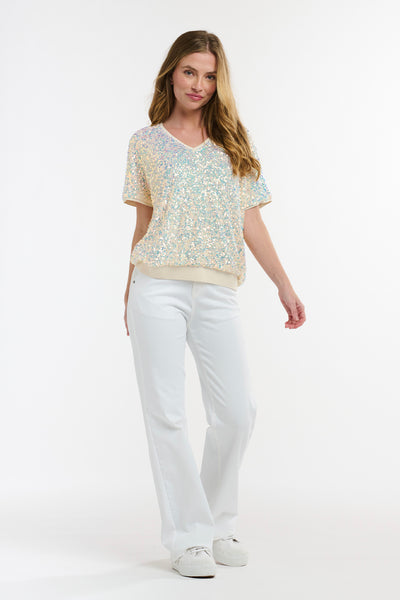 Starlet Sequin Tee Cream