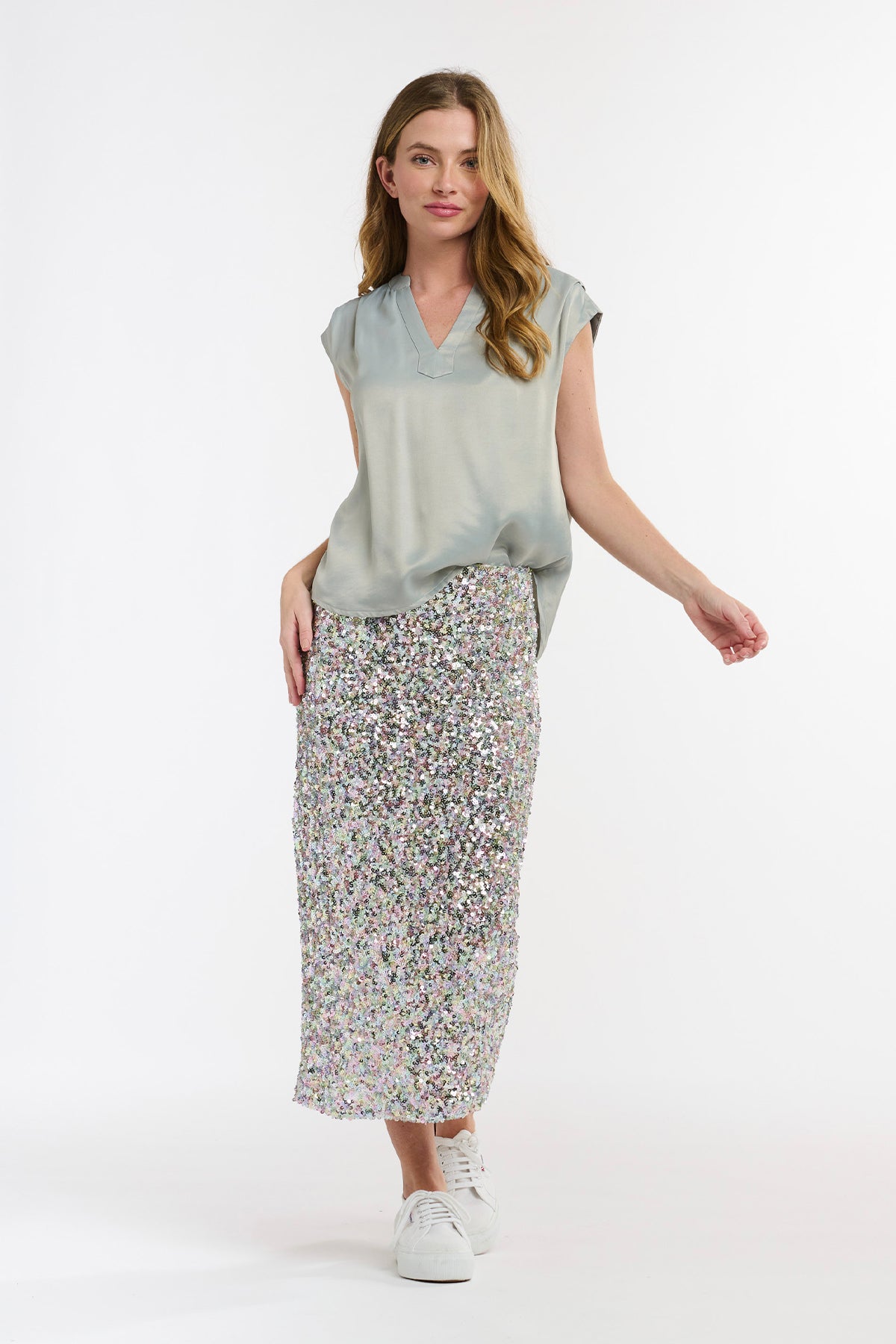 Odette Sleeveless Top Silver