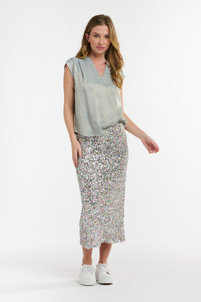 Starlet Sequin Skirt Cream