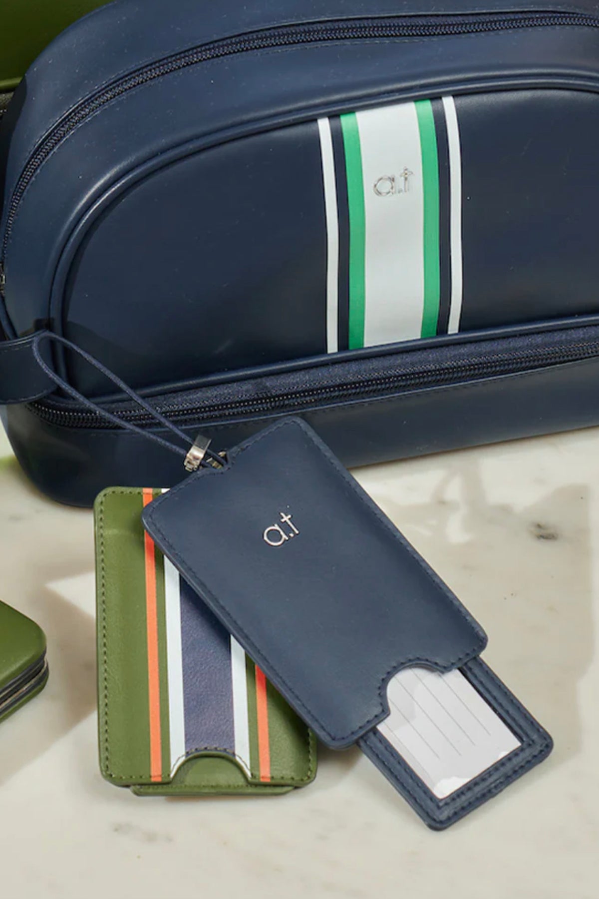 Stripe Luggage Tag Navy