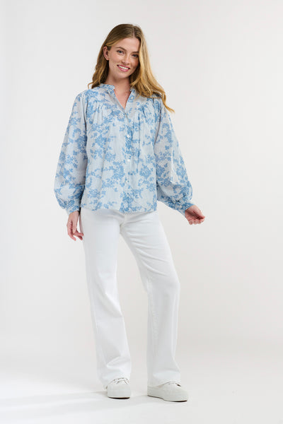 Sybil Blouse Light Blue Flowers