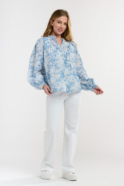 Sybil Blouse Light Blue Flowers