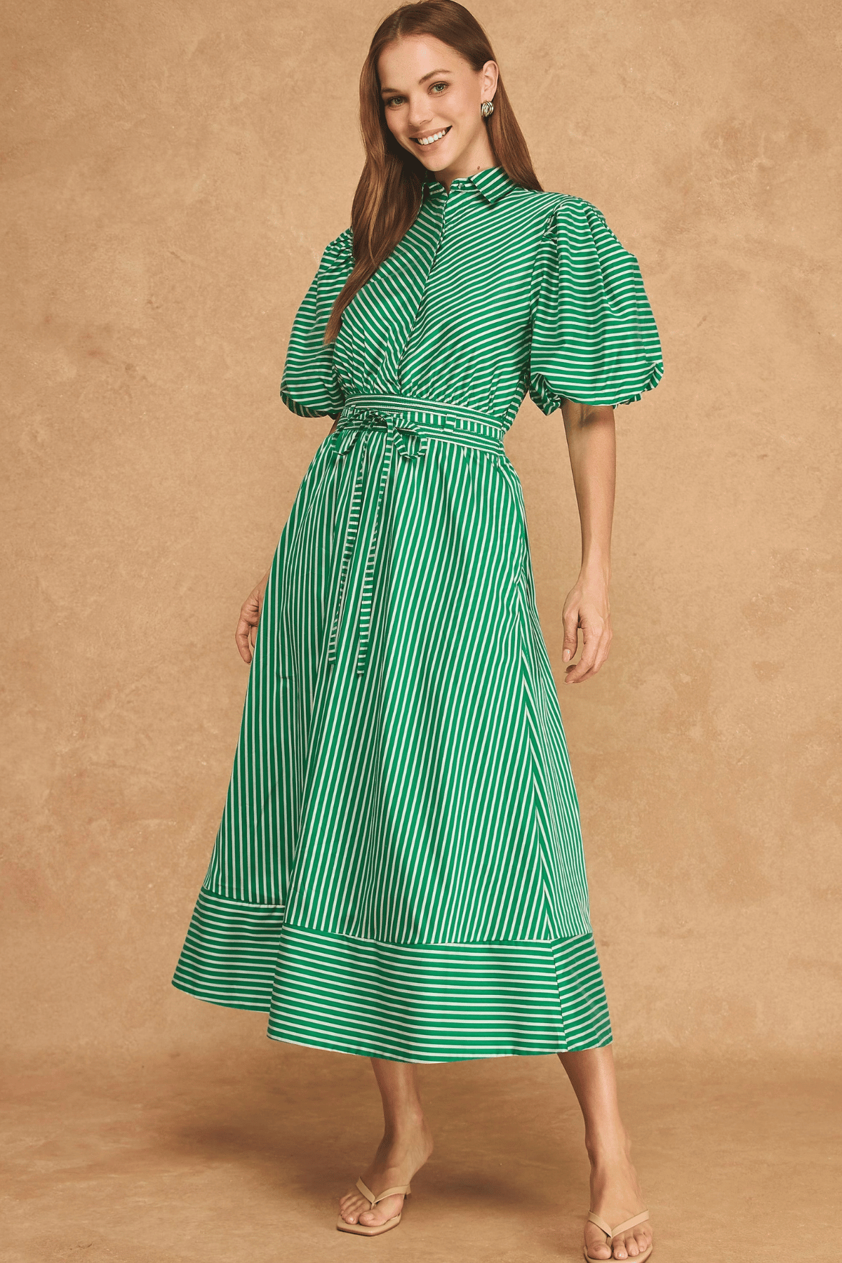 The Amalfi Stripe Midi Emerald