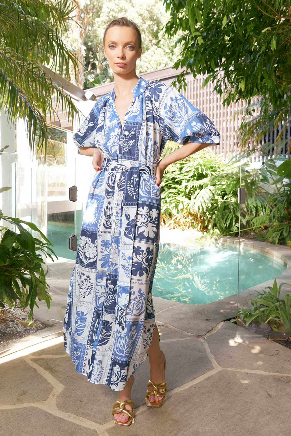 Taylor Botanical Ankle Dress Denim