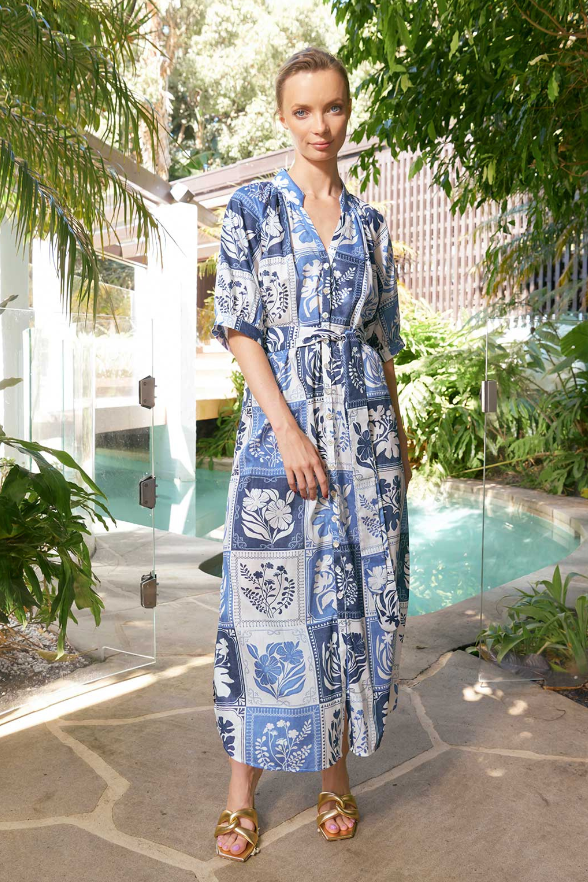 Taylor Botanical Ankle Dress Denim