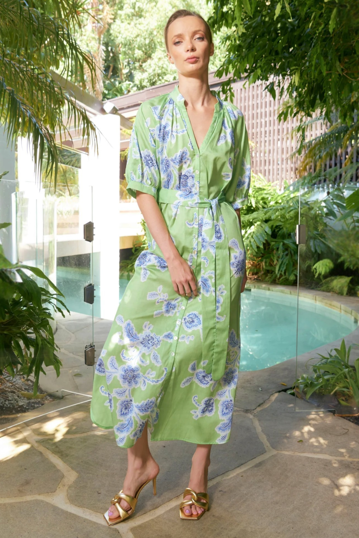 Taylor Sundance Ankle Dress Green