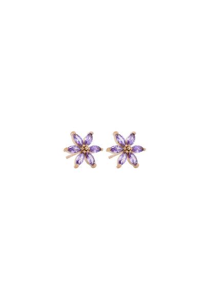 Amethyst Star Flower Crystal Studs