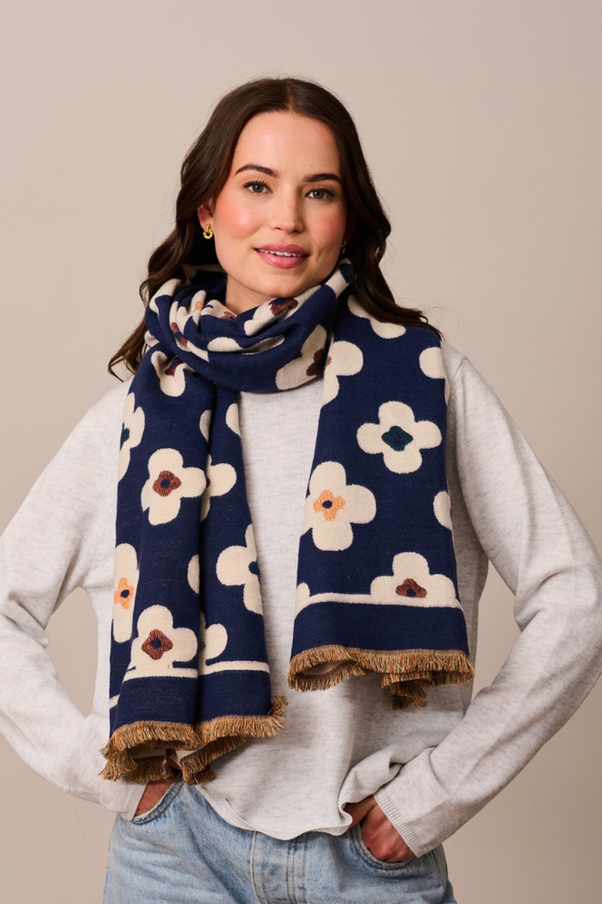 Flower Scarf Navy