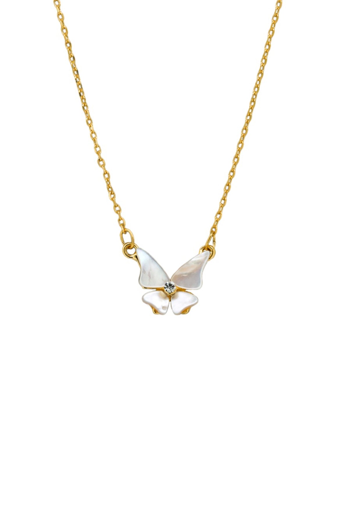 Gold Mother of Pearl Butterfly Necklace