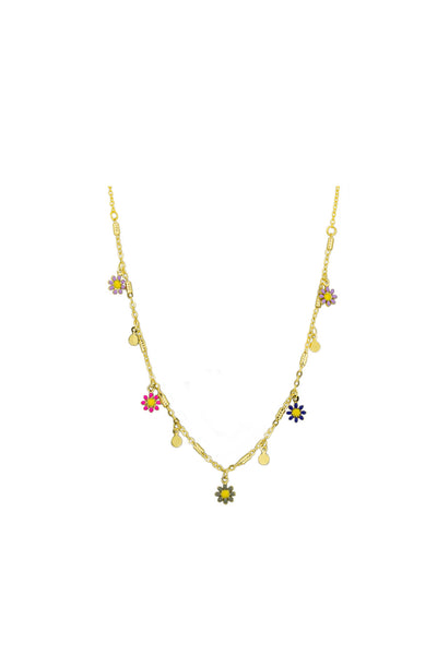 Gold Multi Hanging Daisy Necklace