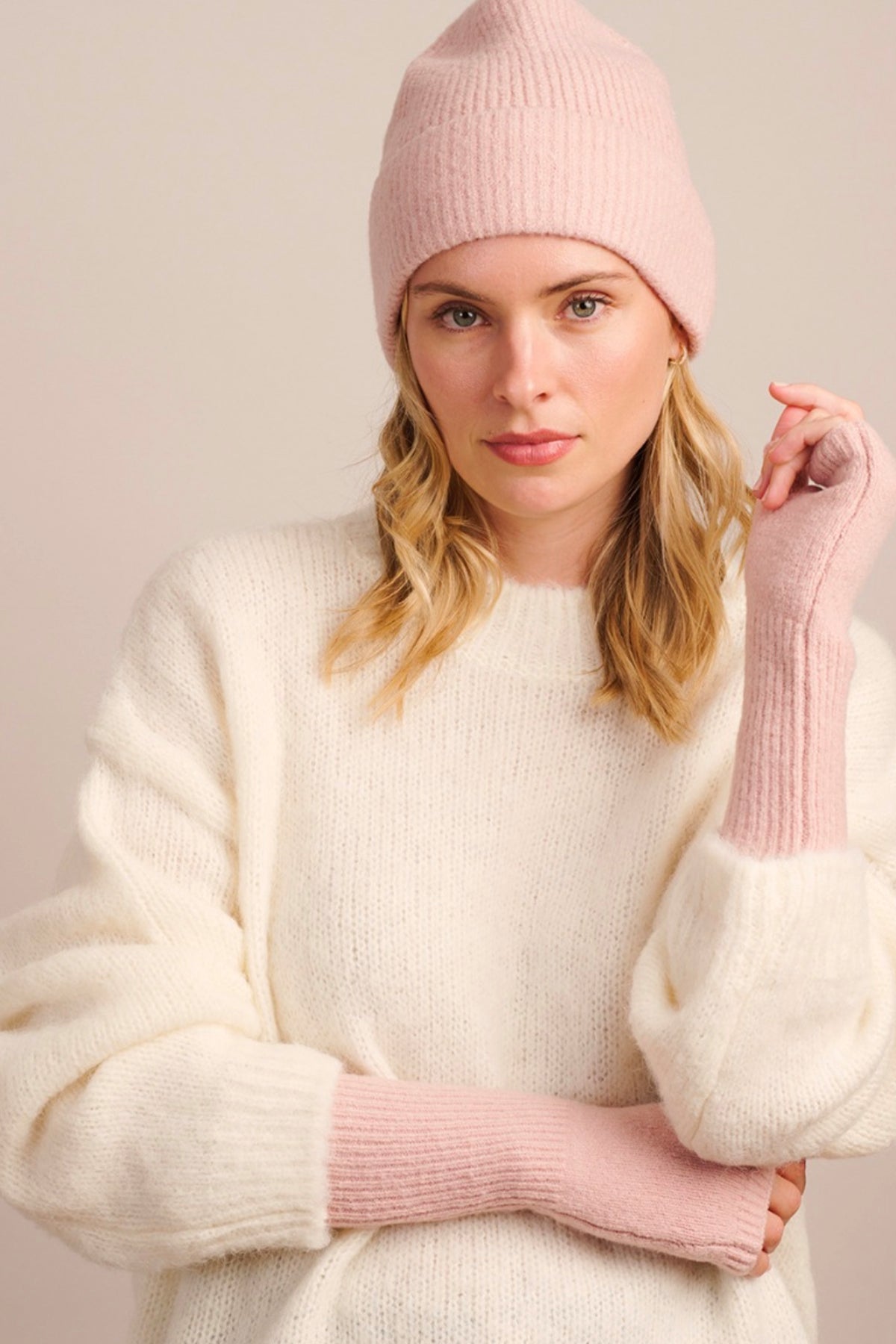 Blush Recycled Knit Beanie