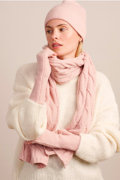 Blush Recycled Cable Knit Scarf