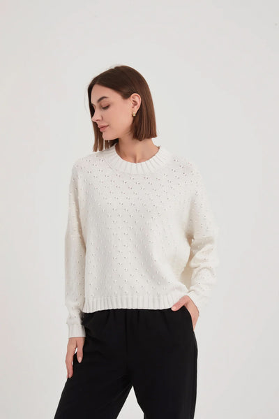 Textured Spot Knit Ivory