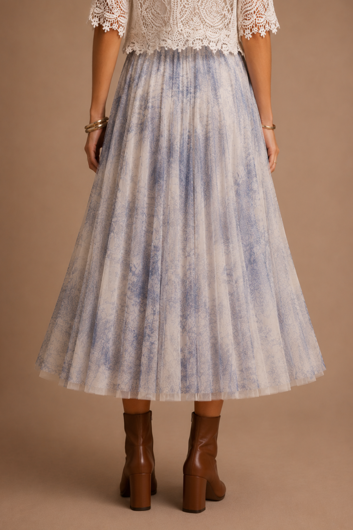 Toile de Jouy Tulle Skirt Sky Blue