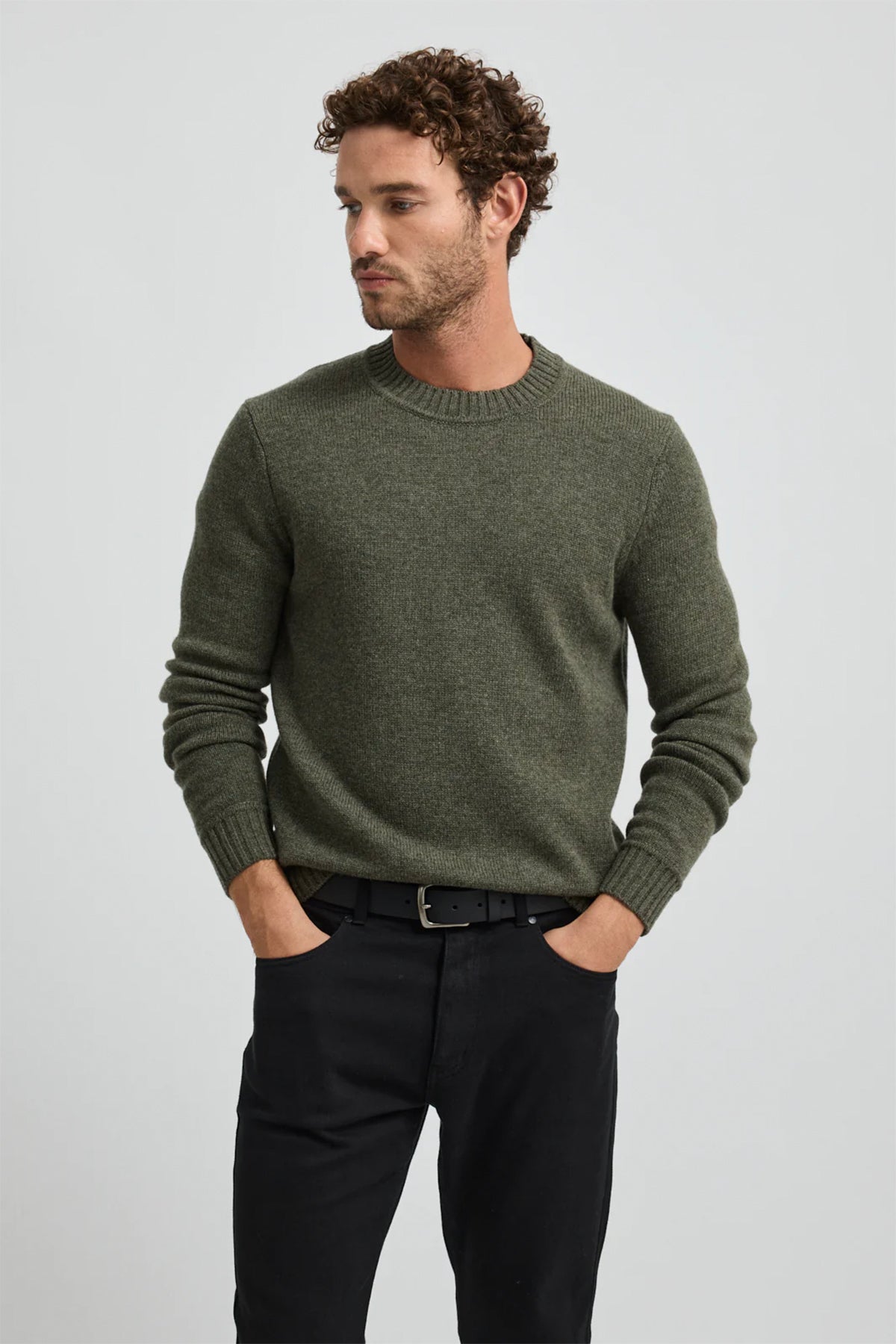 Lambswool Crew Jumper Olive