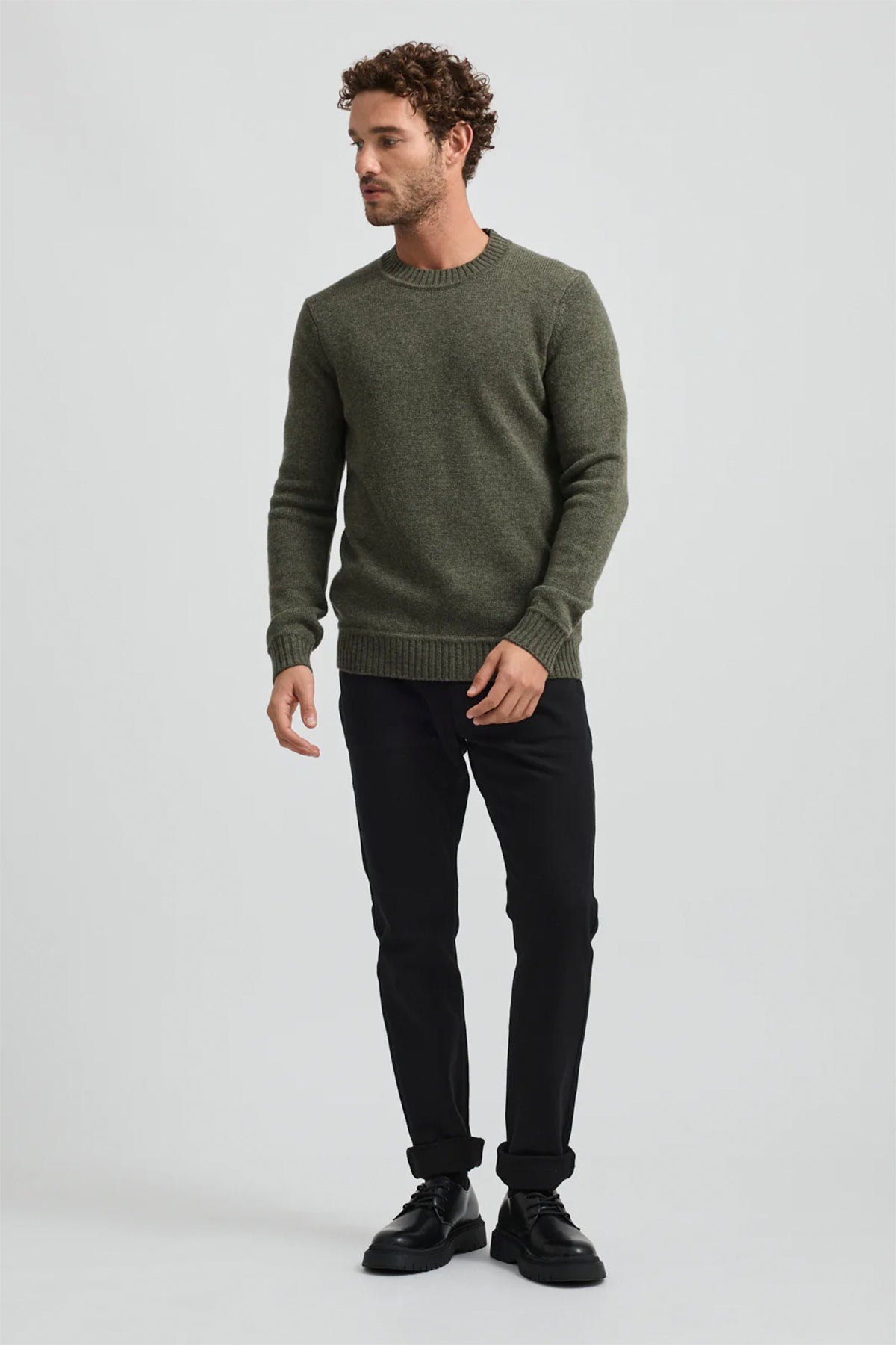 Lambswool Crew Jumper Olive