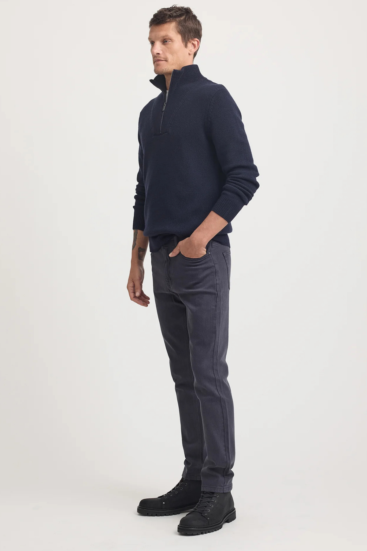 Lambswool Half Zip French Navy