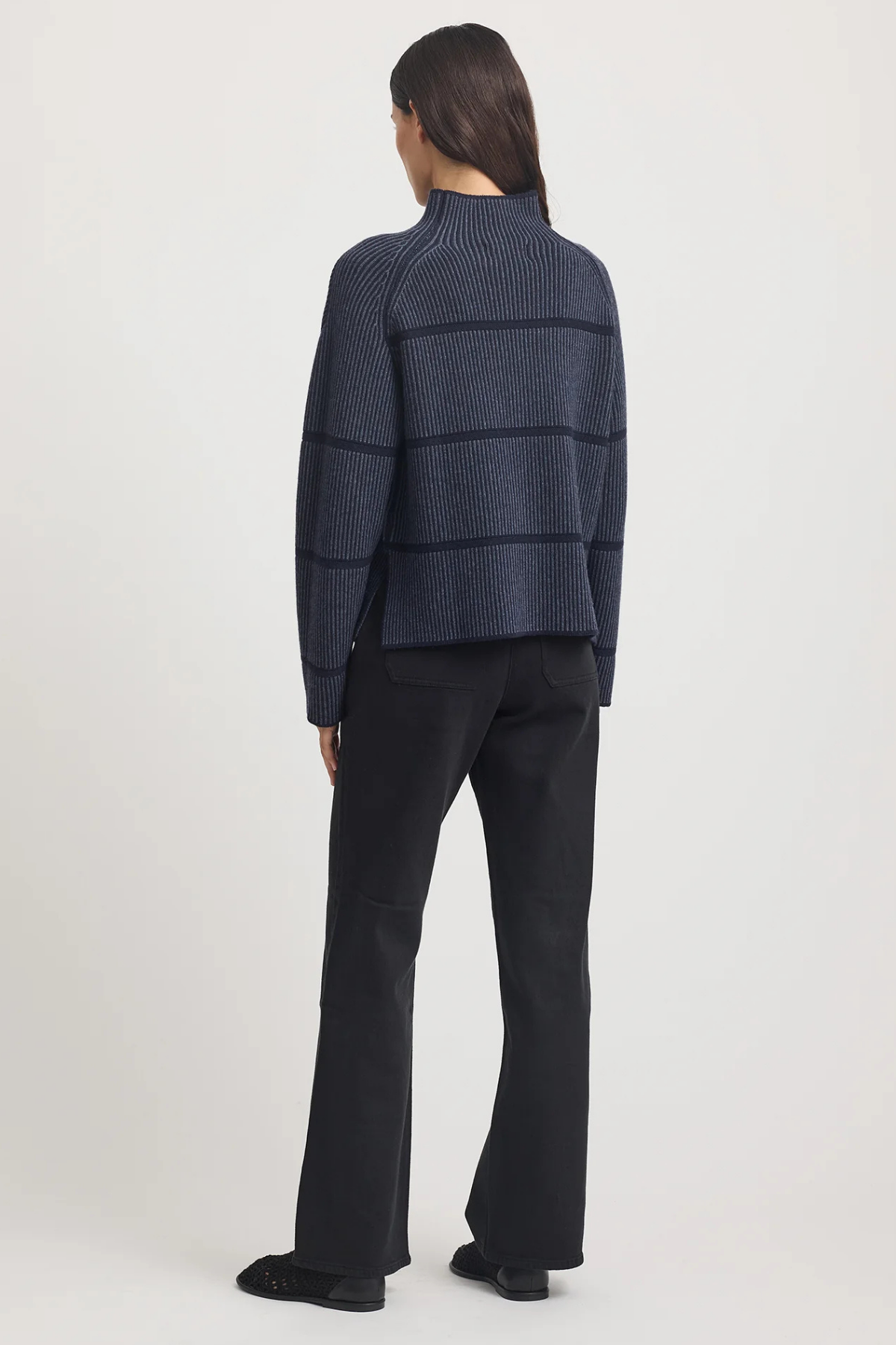 Pin Stripe Funnel Knit Navy
