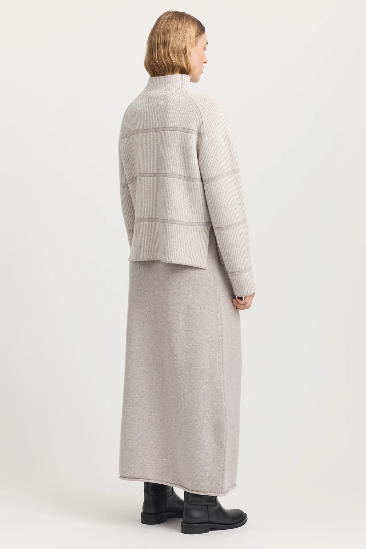Pin Stripe Funnel Knit Oat