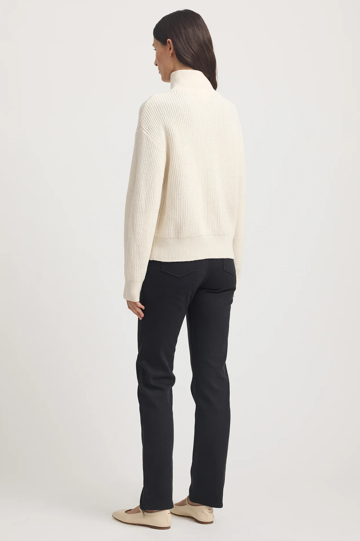 Zip Through Rib Knit Ivory