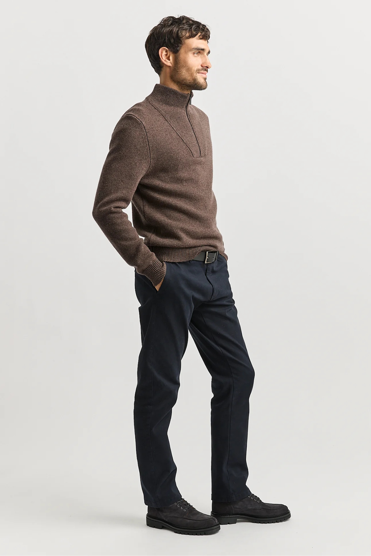 Lambswool Half Zip Shitake