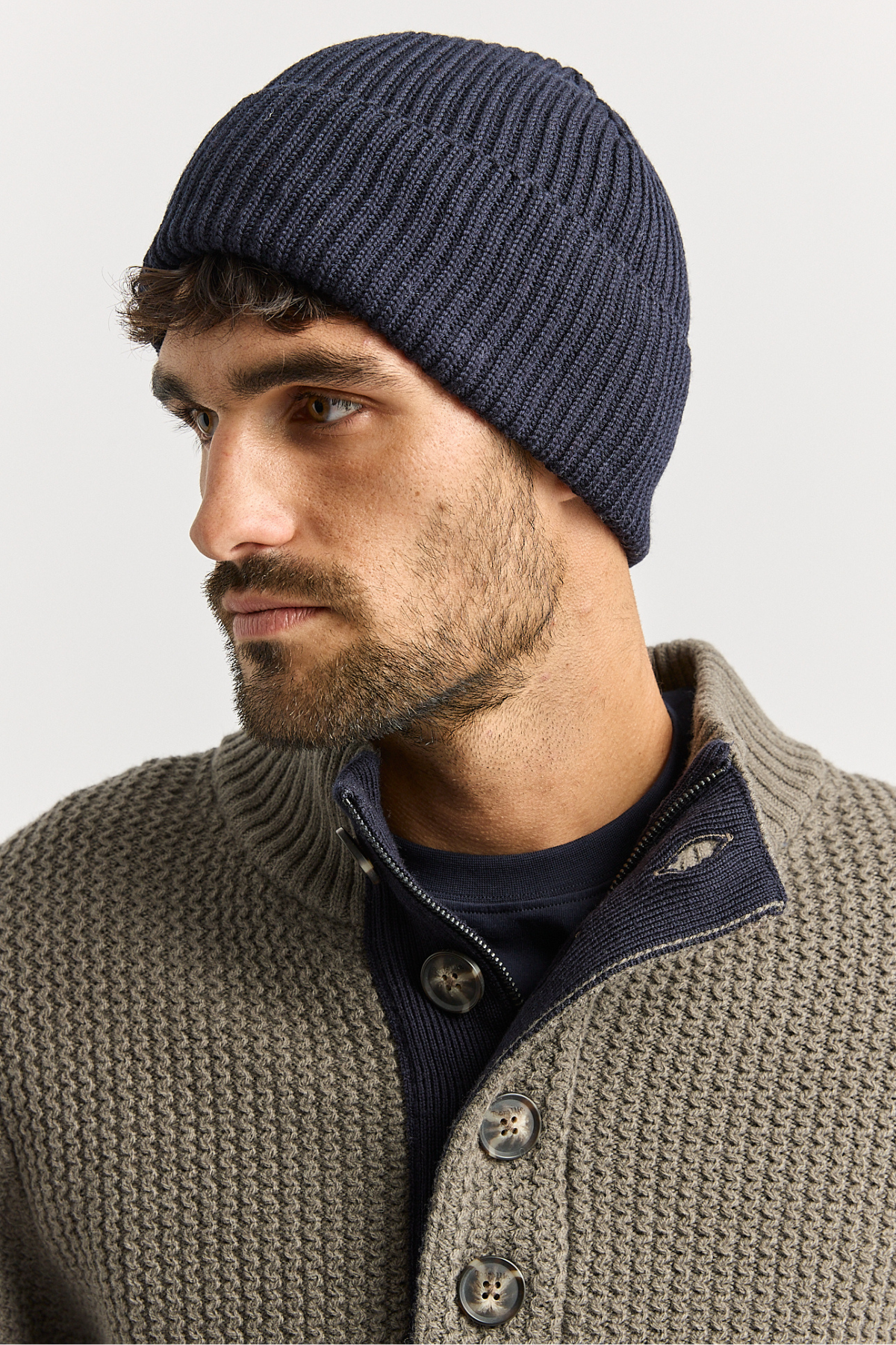 Merino Rib Beanie French Navy