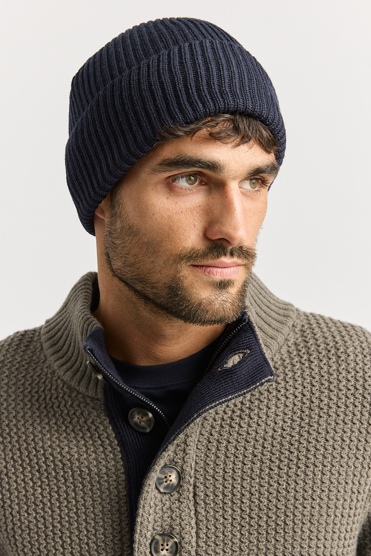 Merino Rib Beanie French Navy