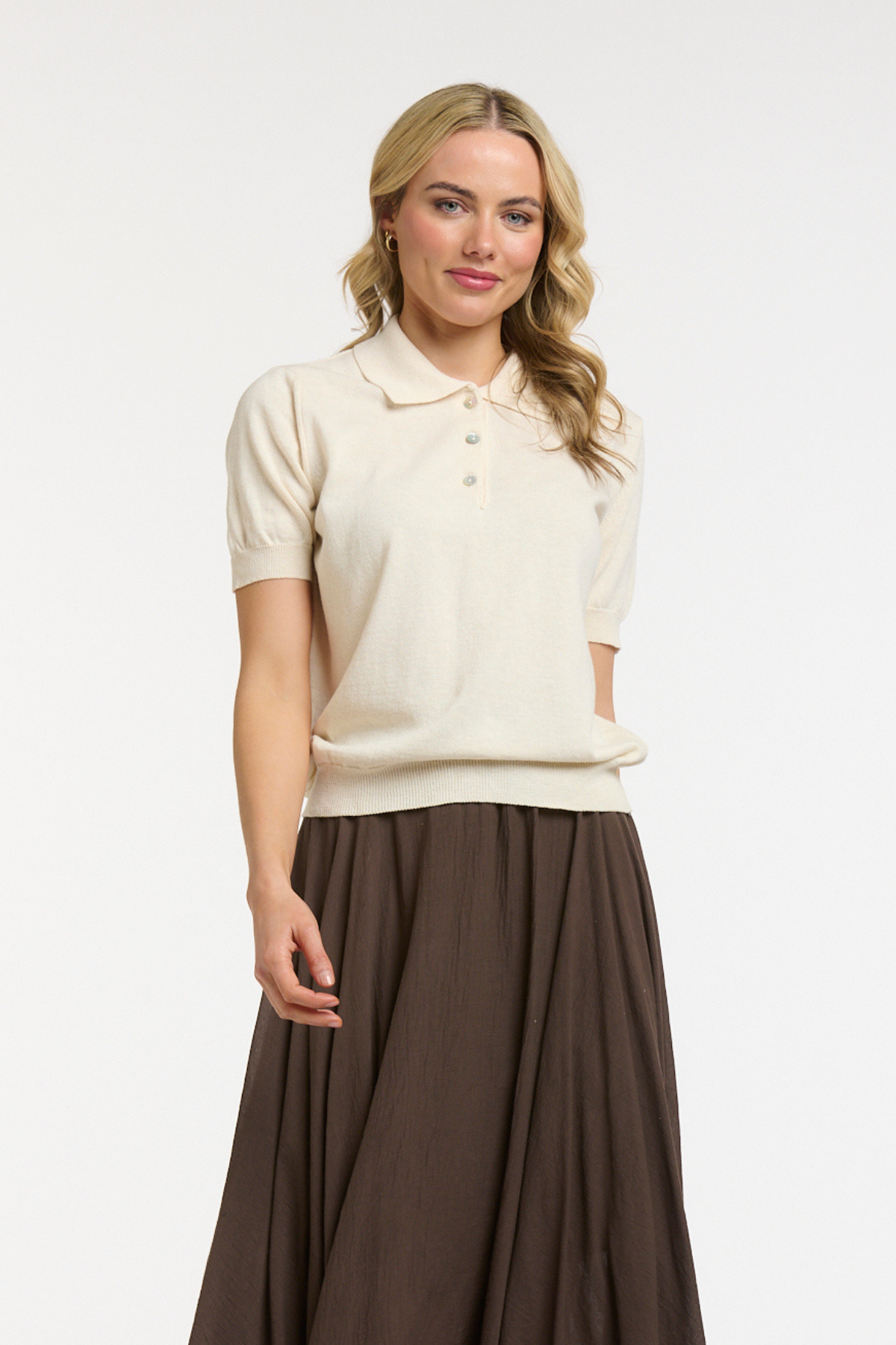 Knit Polo Cream