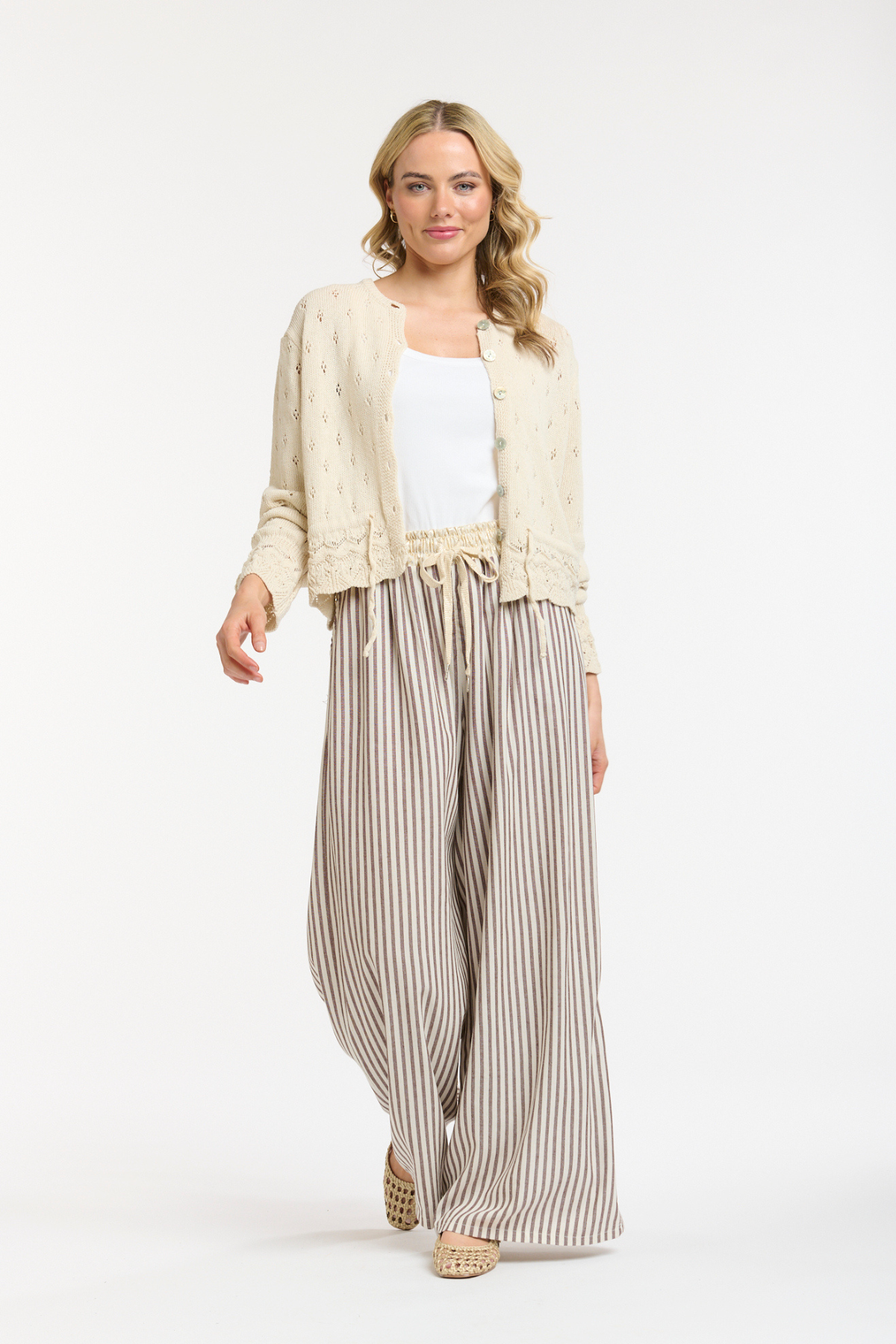 Openwork Knit Peplum Cardi