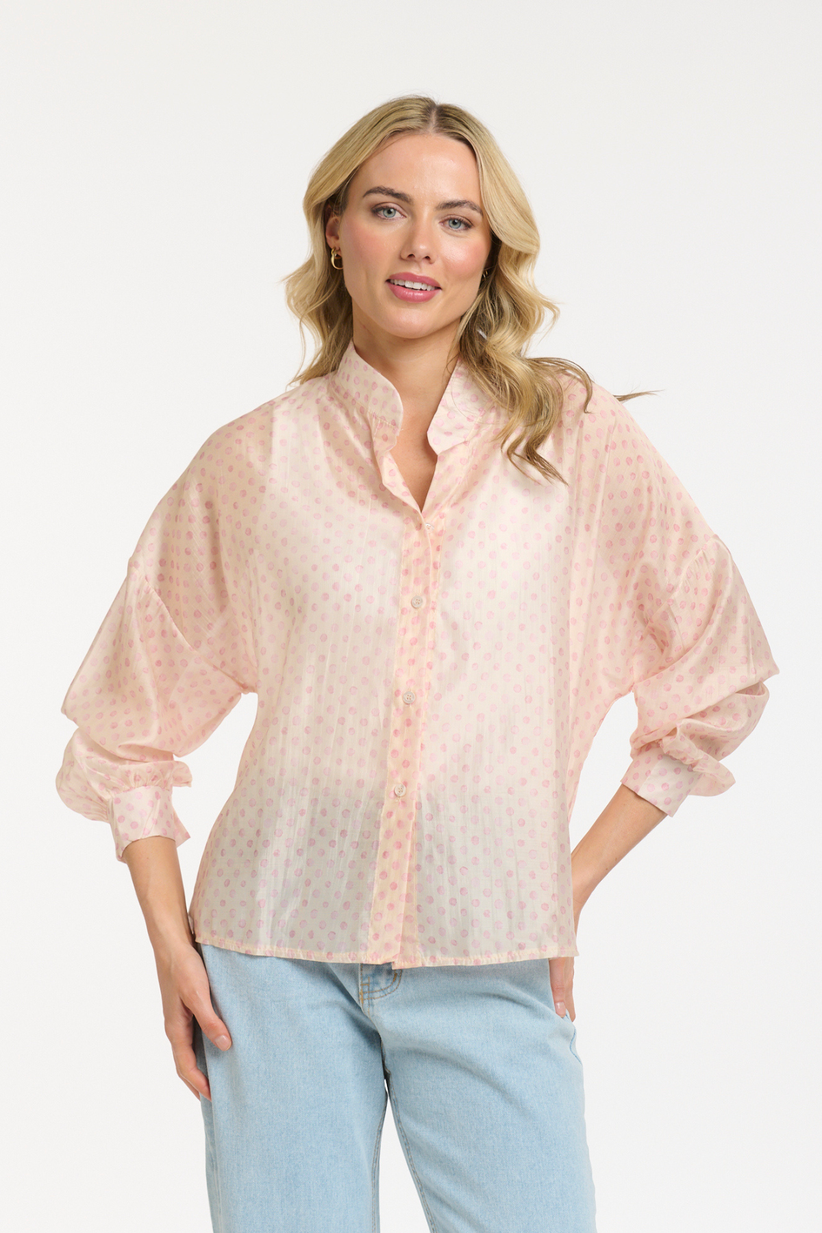 Polka Dot Blouse Cream Pink