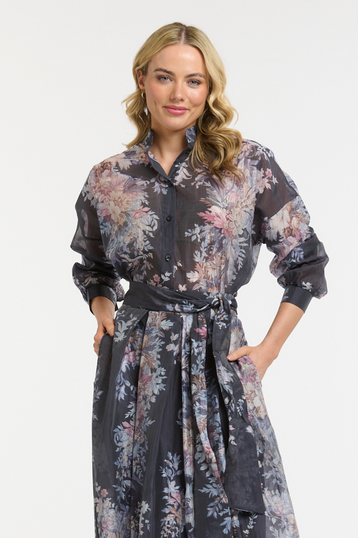 Botanical Floral Navy Print Blouse