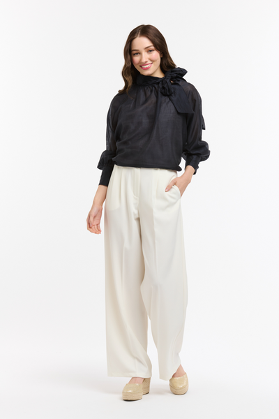 Bow Neck Blouse Navy