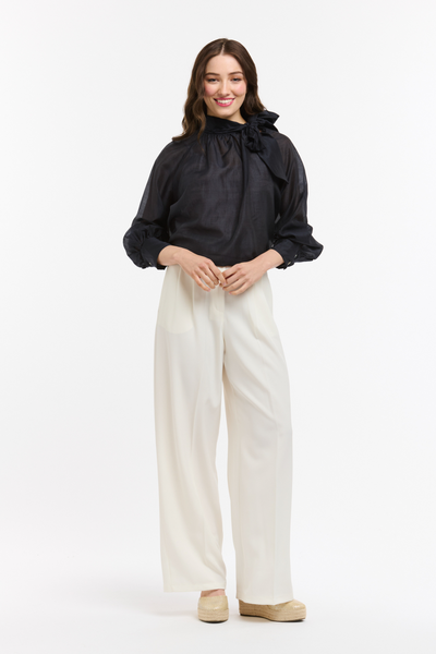 Bow Neck Blouse Navy