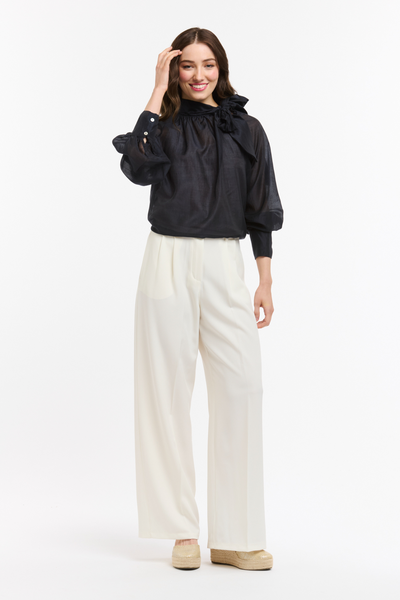 Bow Neck Blouse Navy