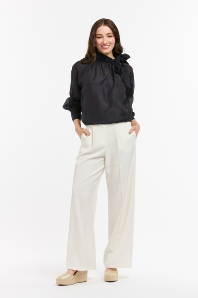 Bow Neck Blouse Navy