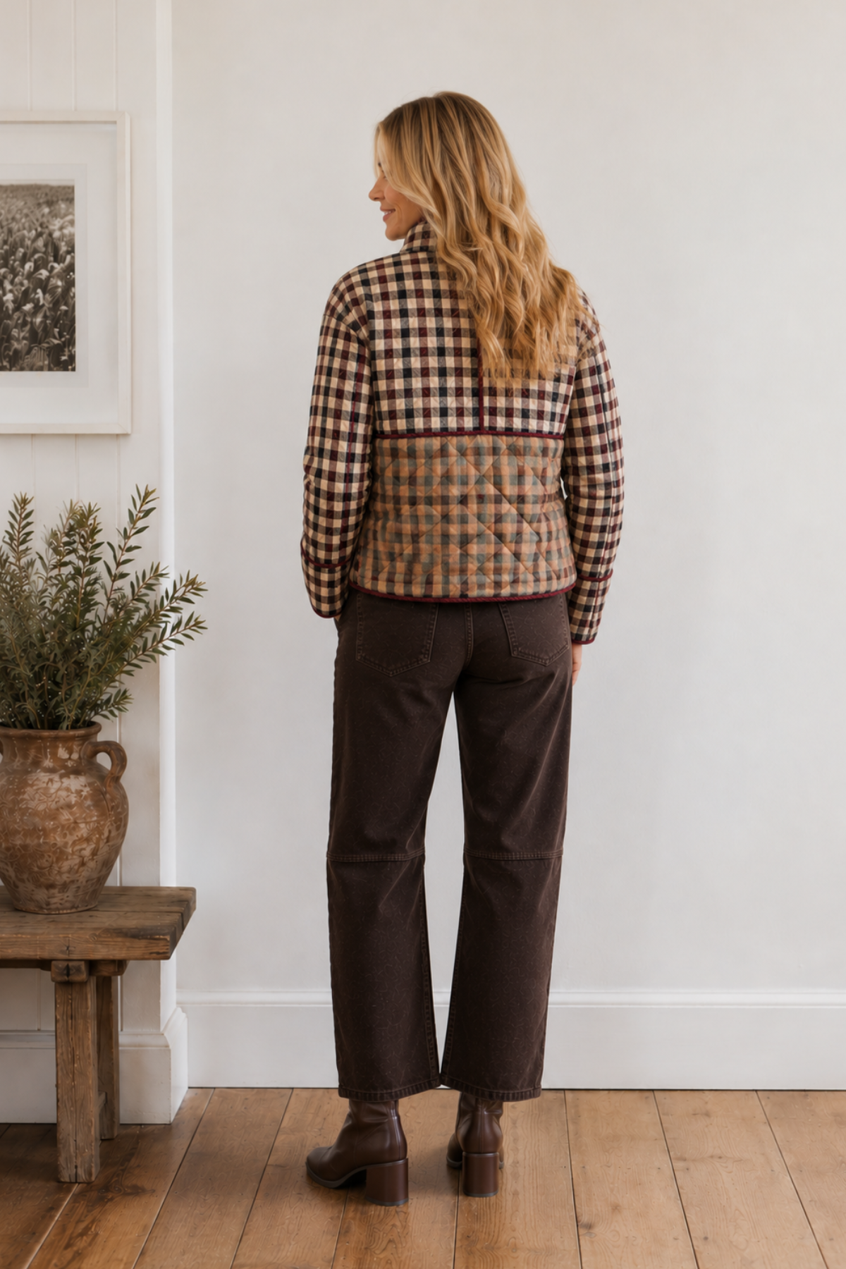 Weekend Quilted Jacket styled at a farmers market — lifestyle