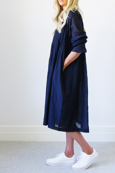 Morgan Button Back Dress French Navy