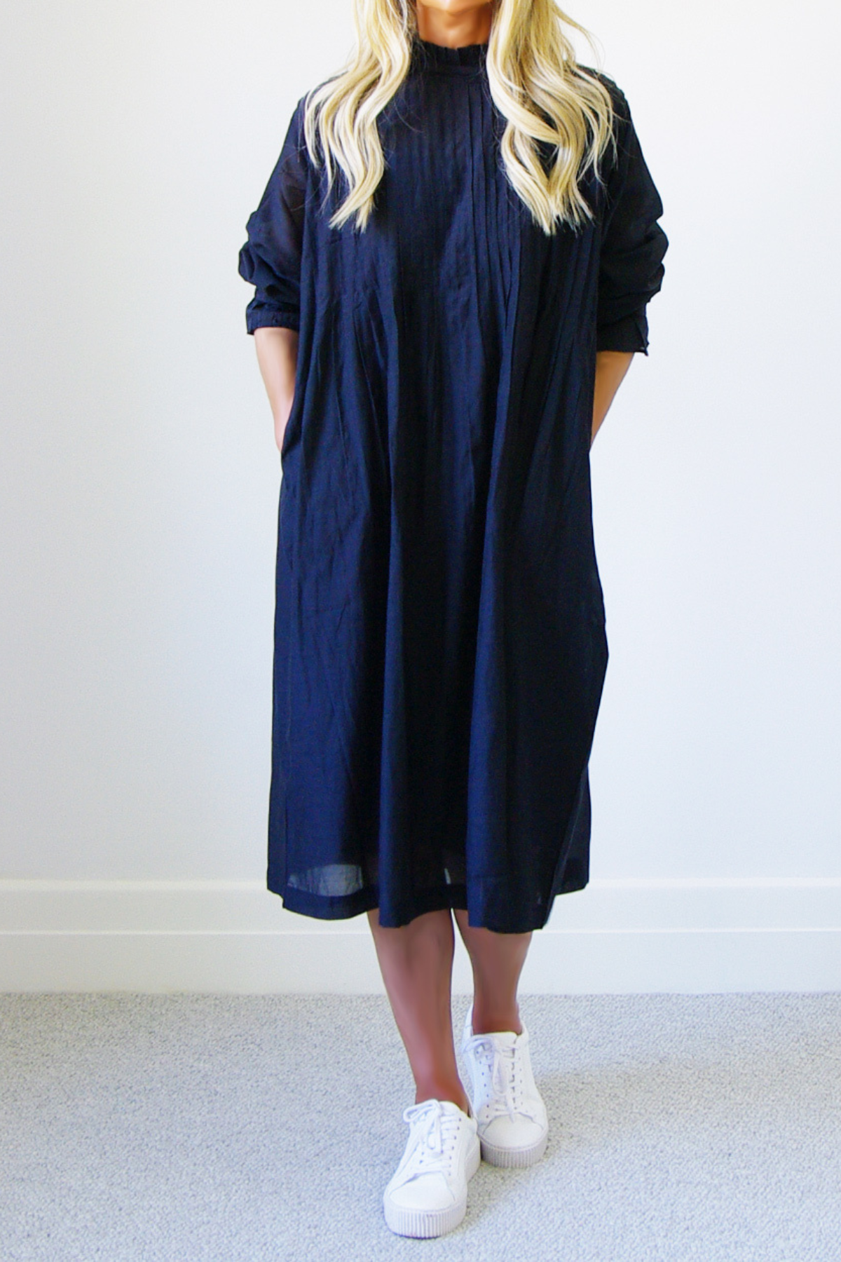 Morgan Button Back Dress French Navy