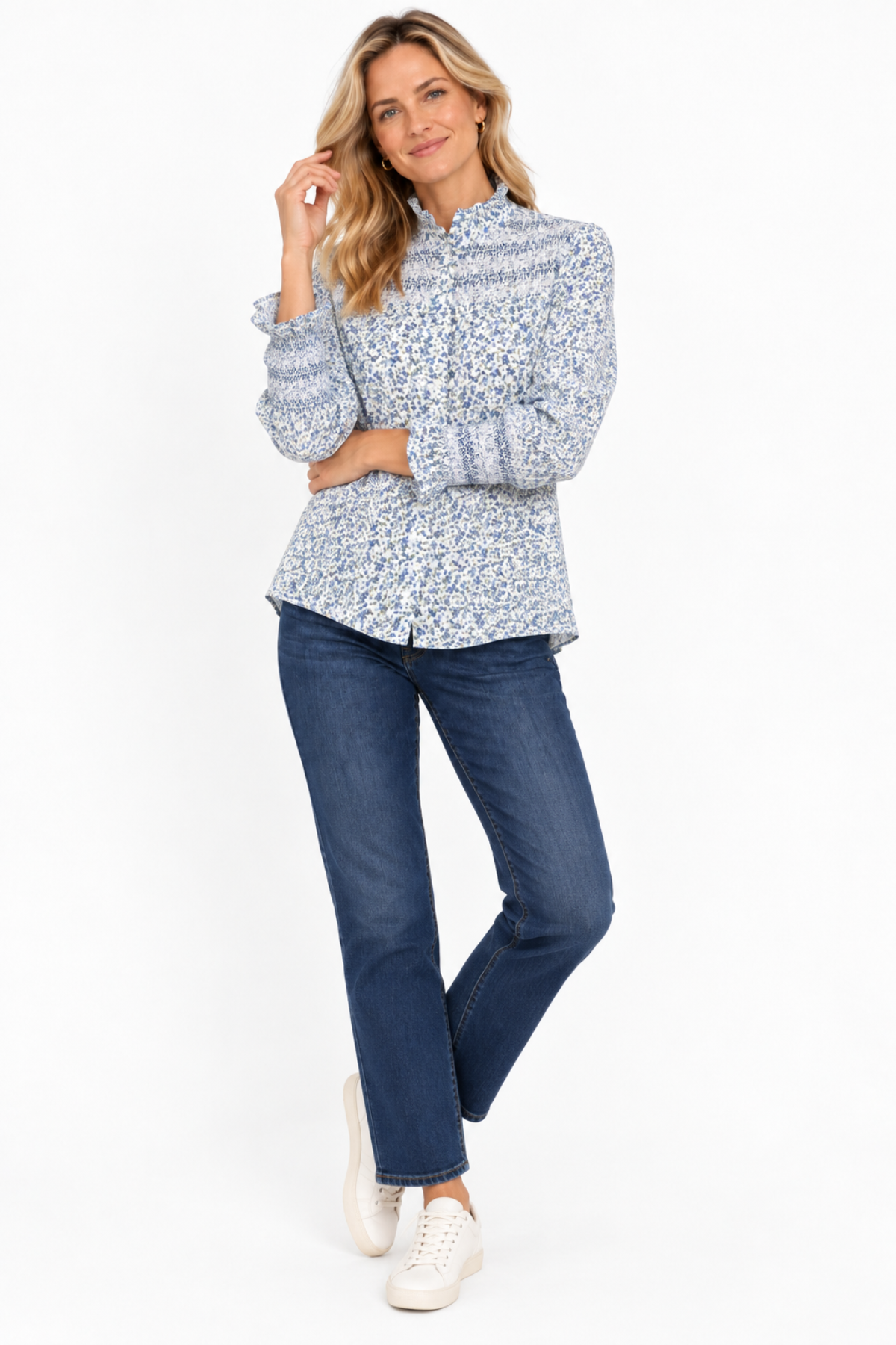 Evie Blouse Blue Floral