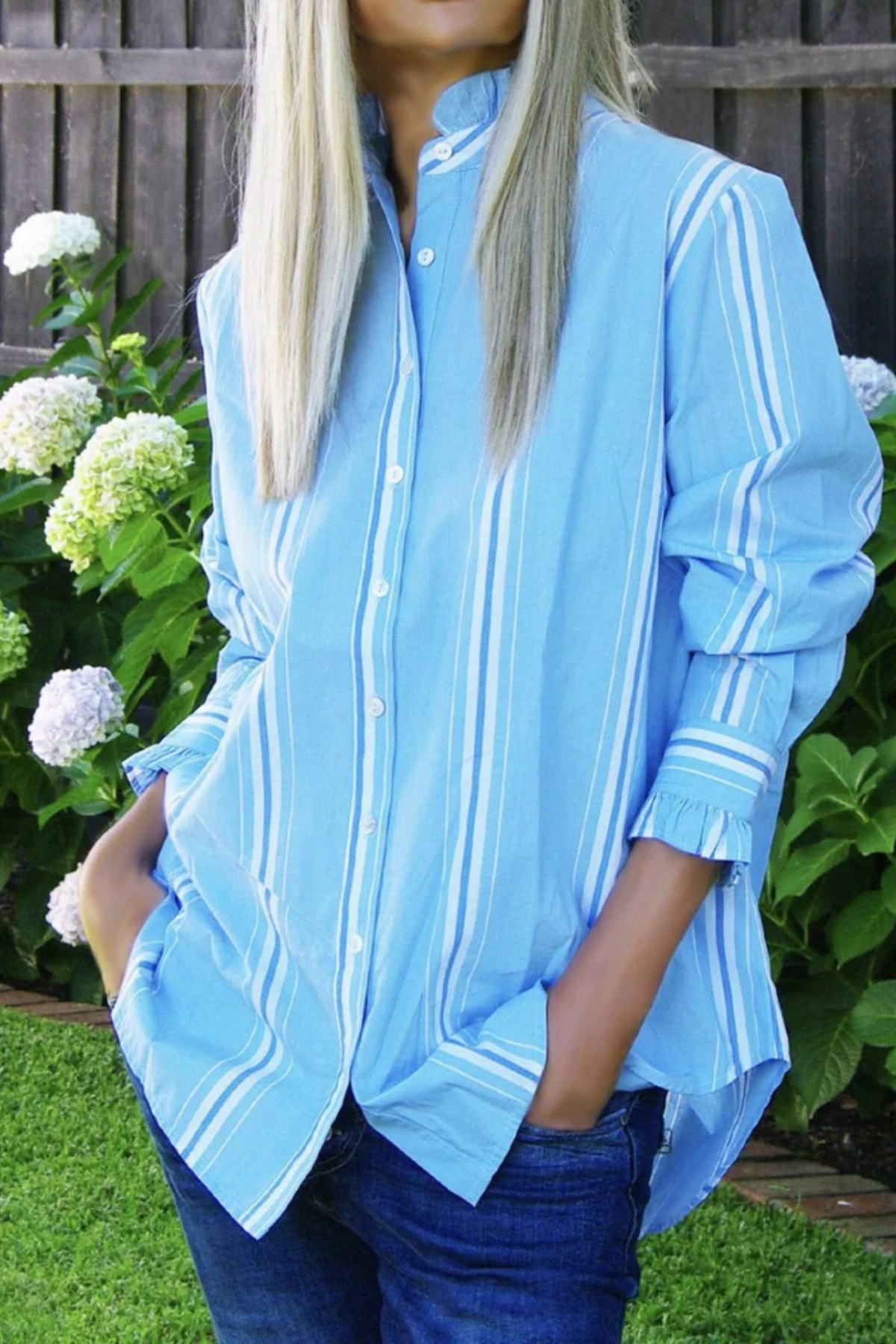 Maple Shirt Chambray Blue Stripe