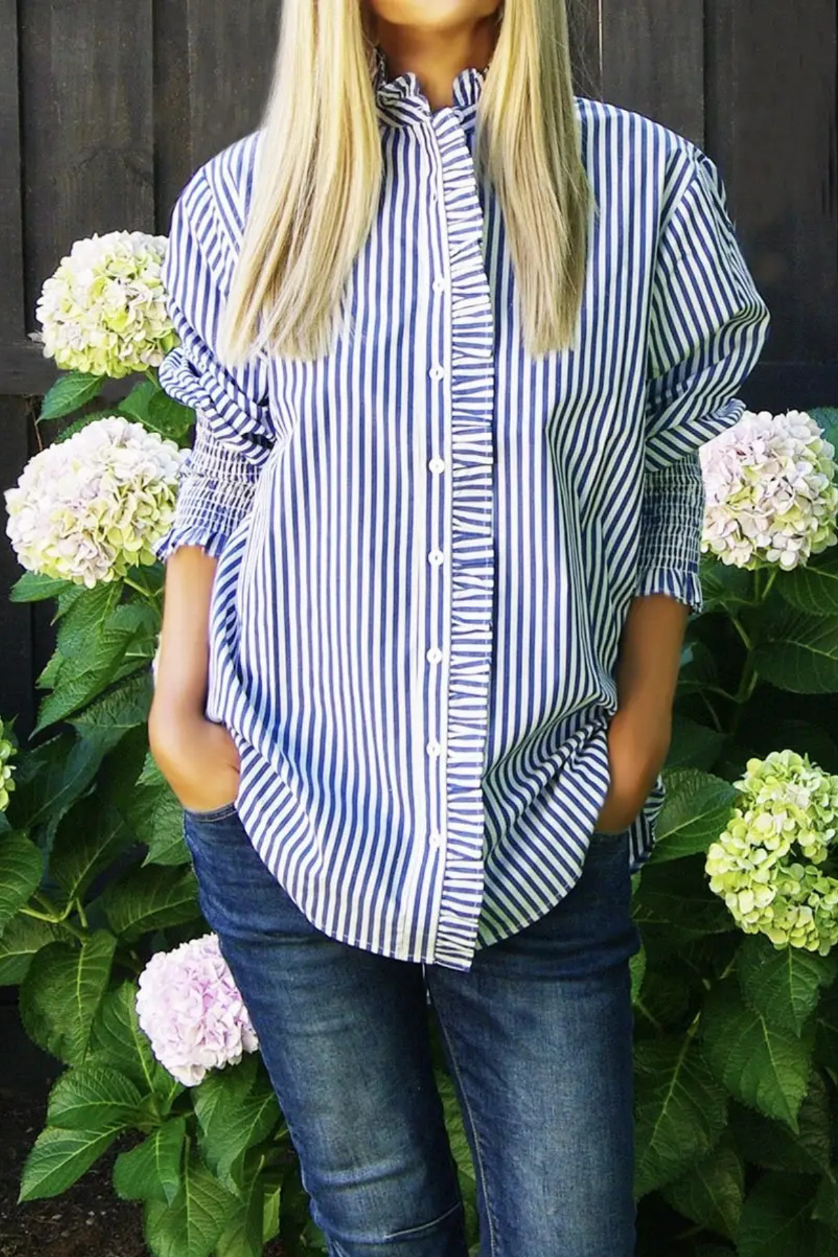 Poppy Shirt Navy & White Stripe