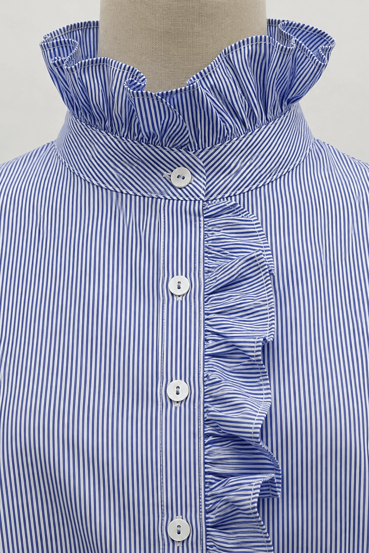 Poppy Fine Stripe Cotton Shirt Navy