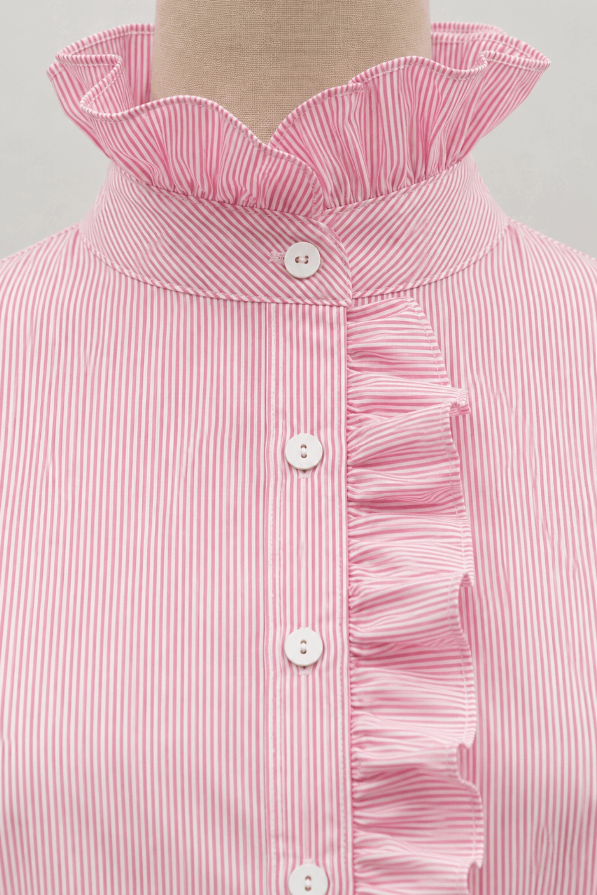 Poppy Fine Stripe Cotton Shirt Pink