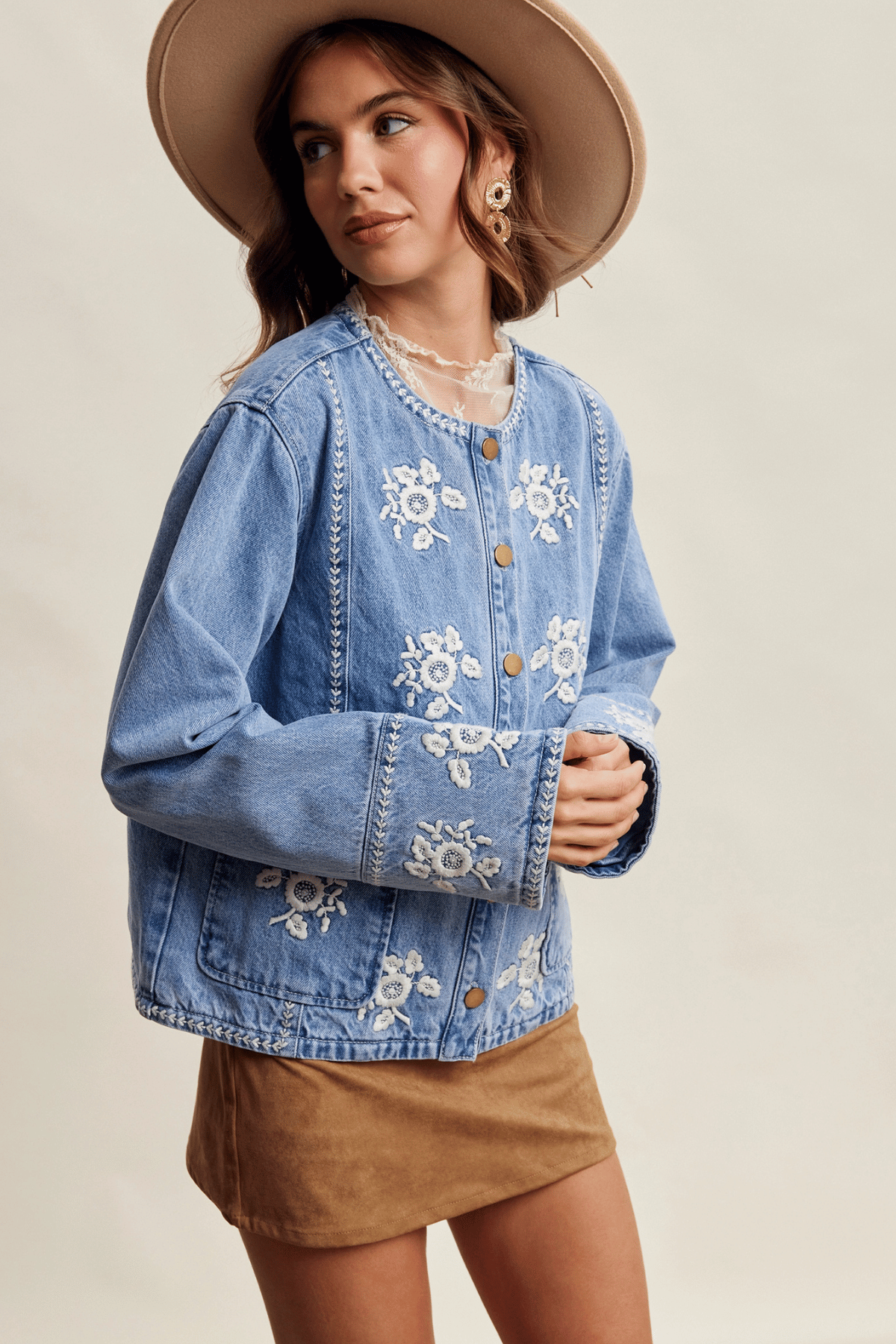 Wilhelmina Denim Embroidered Jacket