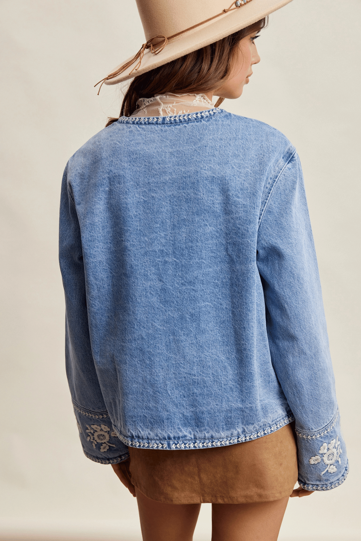 Wilhelmina Denim Embroidered Jacket