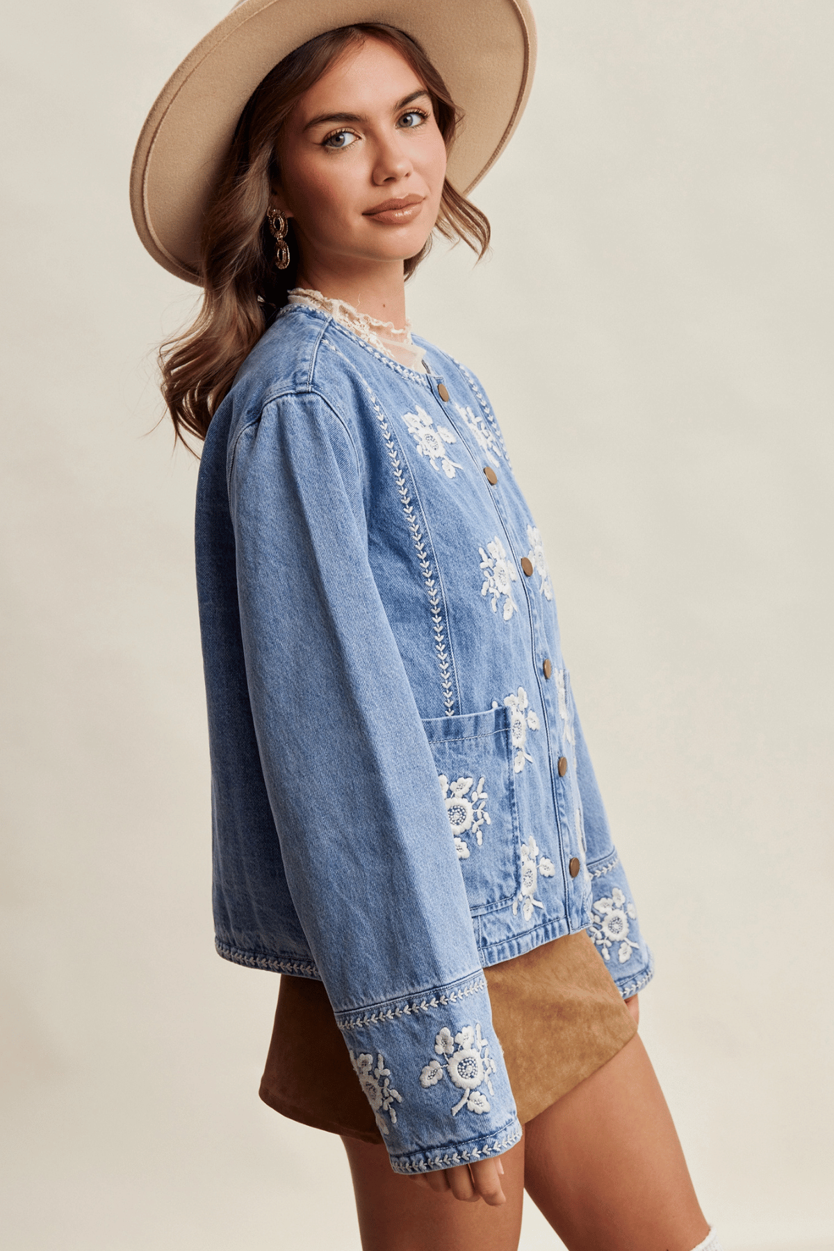 Wilhelmina Denim Embroidered Jacket
