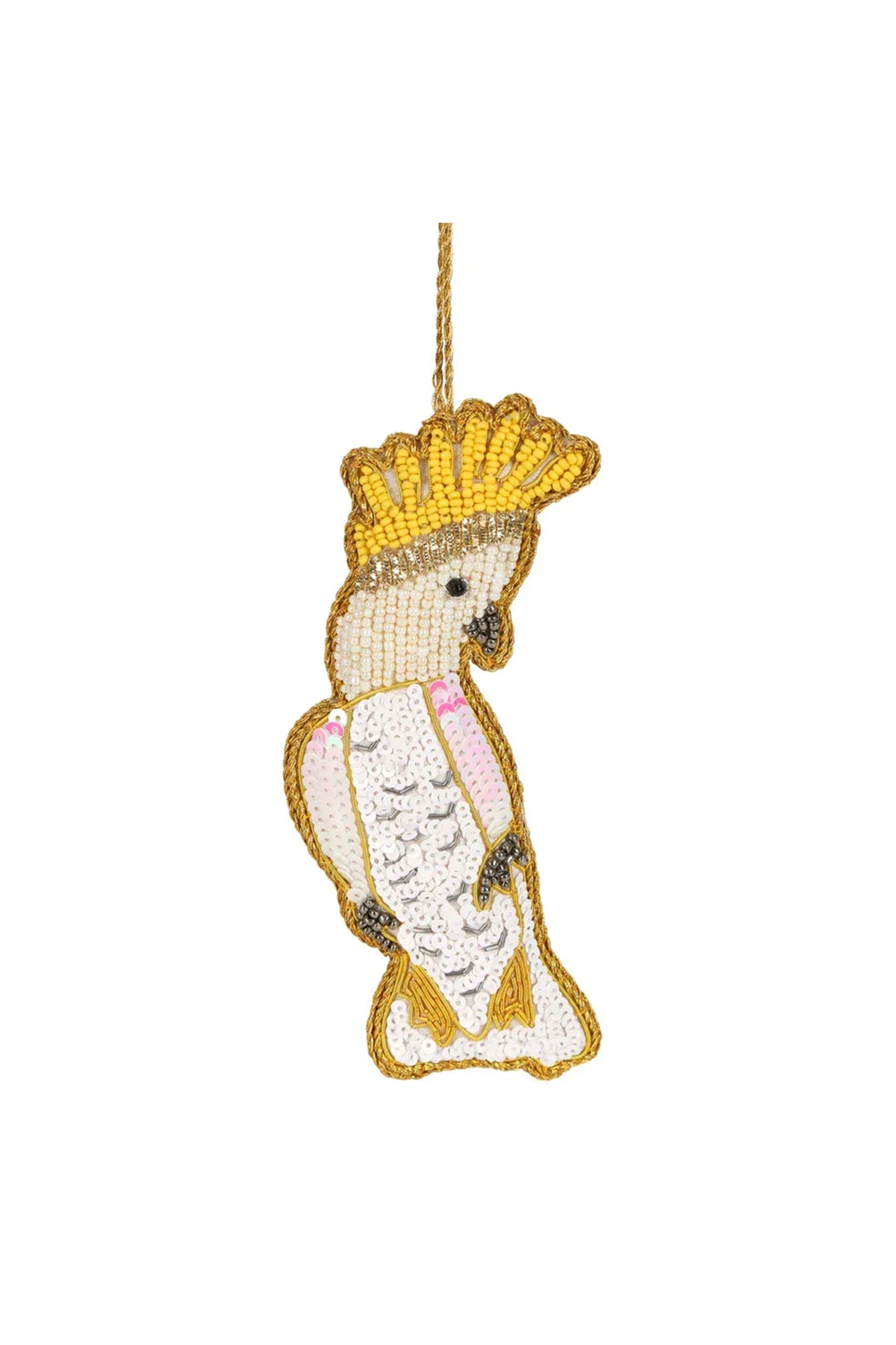 Yellow Crested Cockatoo Sequin Tree Decoration