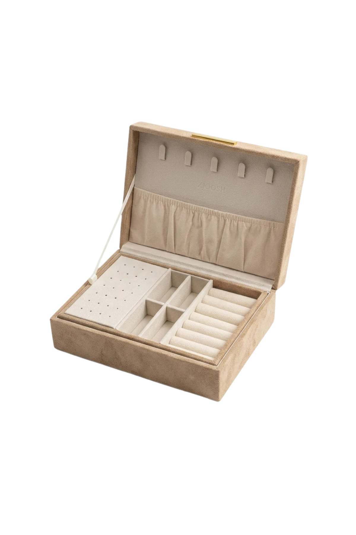 Eco Suede Jewellery Box Latte