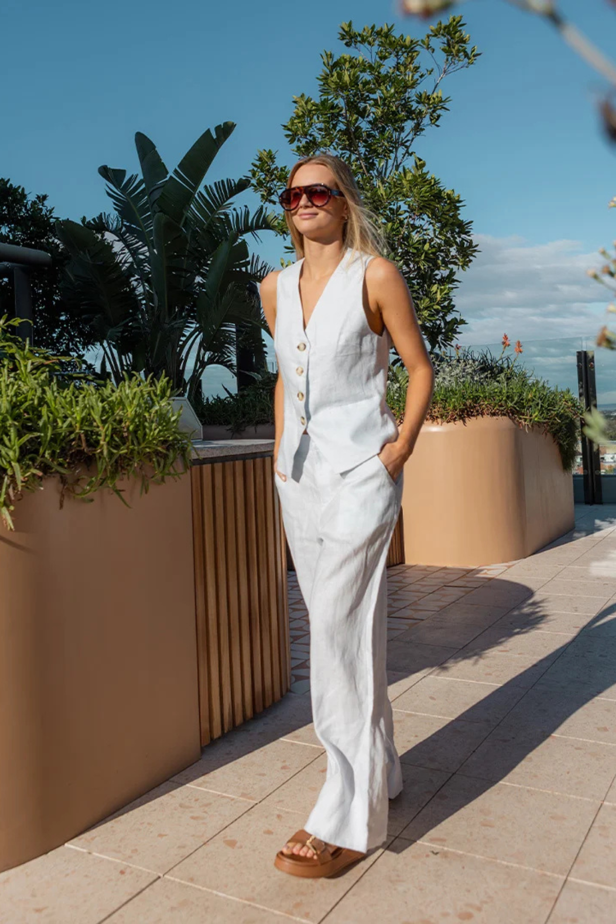 Kirsty Linen Pant Pale Blue