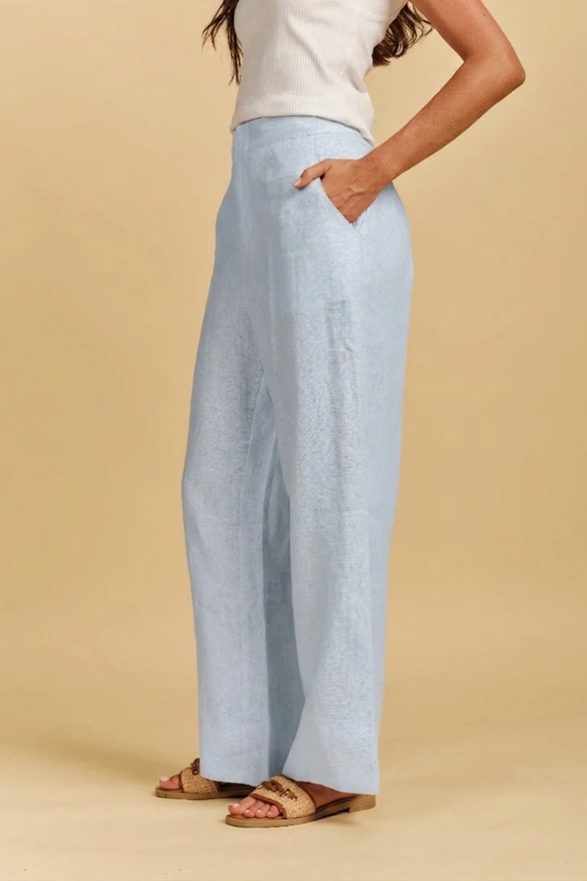 Kirsty Linen Pant Pale Blue